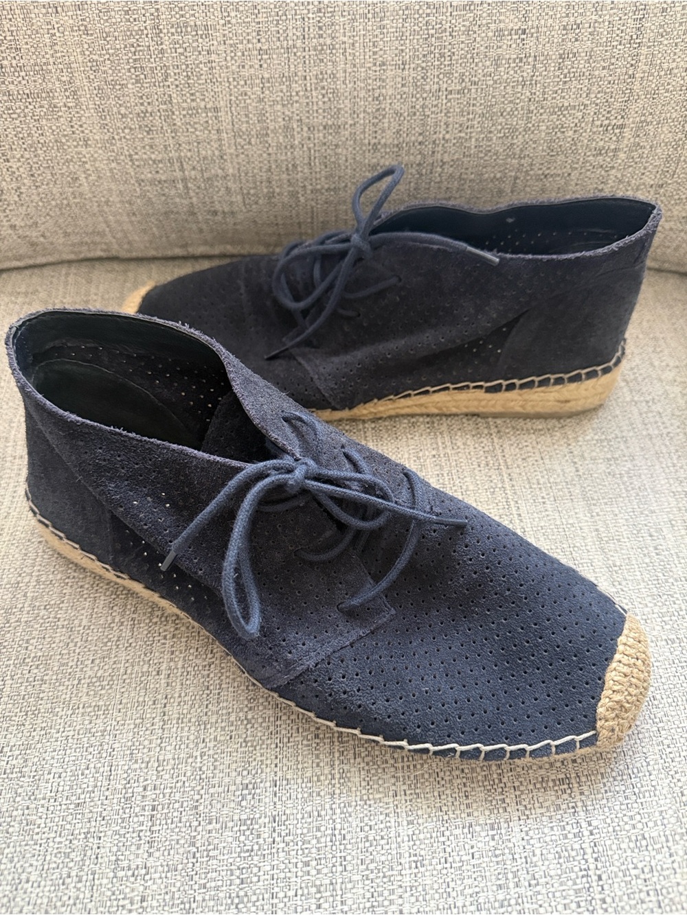 Dolce Vita Trilby Chukka - Navy Perforated Suede Lace-Up Espadrilles - Size 8